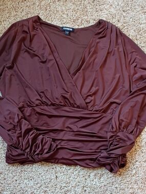 Express Women's Rich Brown Wrap-Style Blouse